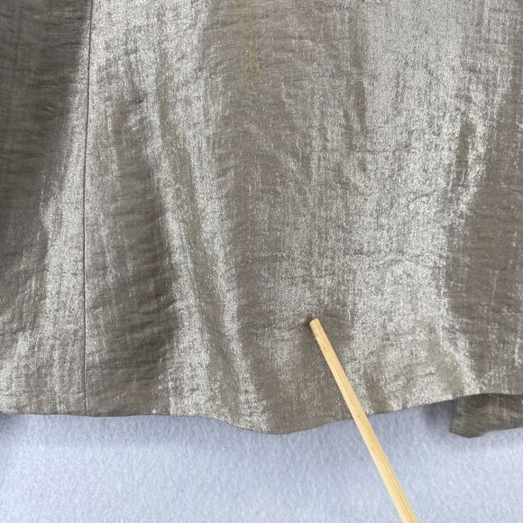 EILEEN FISHER Blazer L Linen Nylon Sparkle Shine Open Front Long Sleeve Beige - Picture 11 of 14